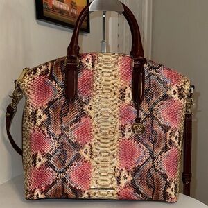 Brahmin Amelia Snake Embossed Leather Satchel